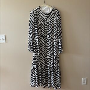 Banana Republic Zebra Print Long Sleeve Dress